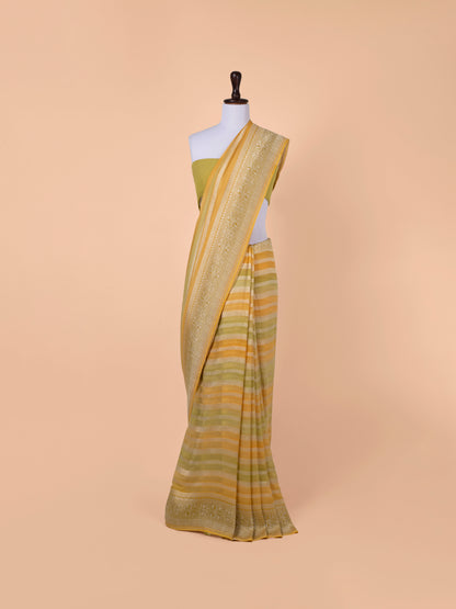 Handwoven Yellow Georgette Saree