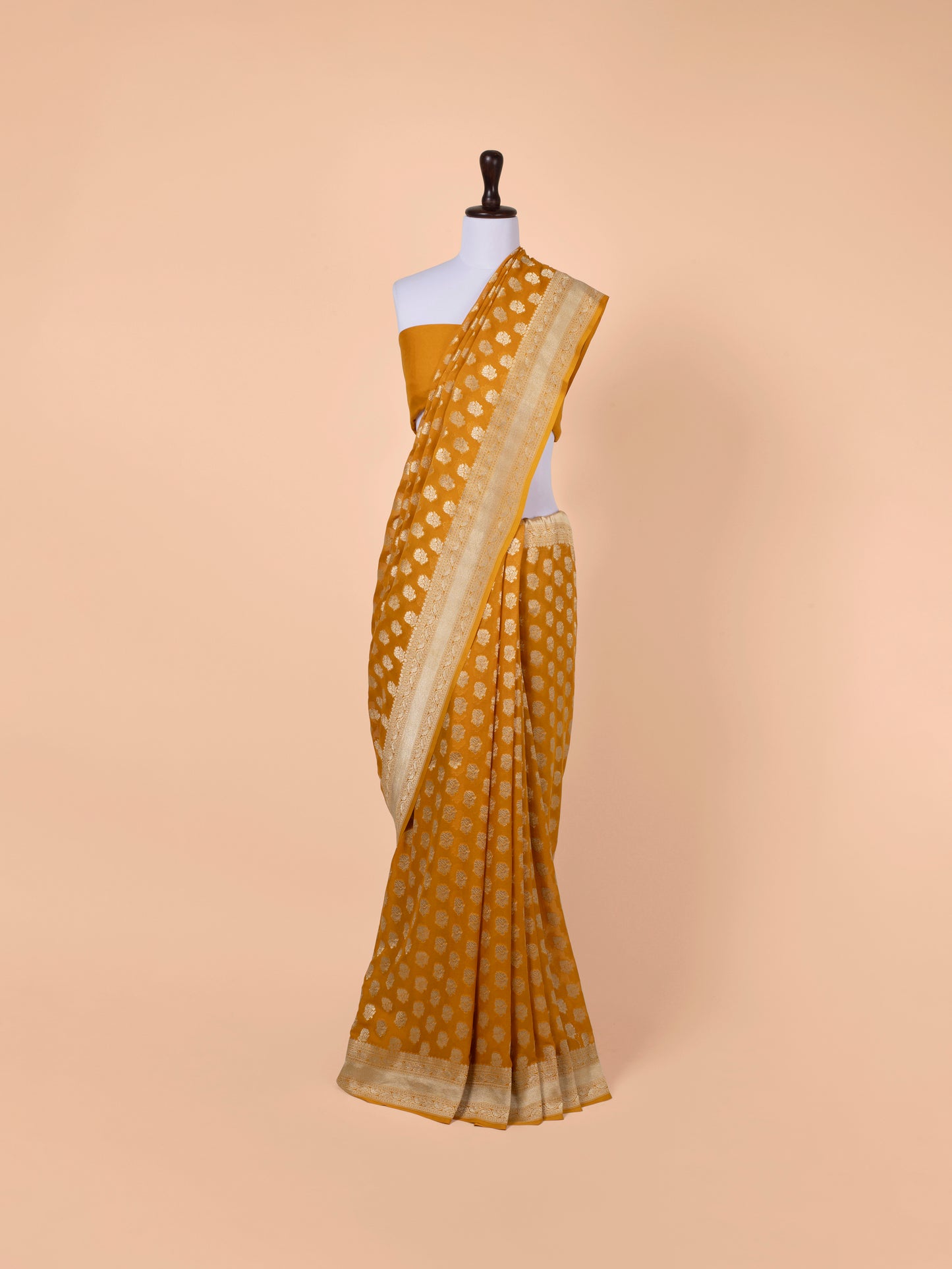 Handwoven Yellow Georgette Saree