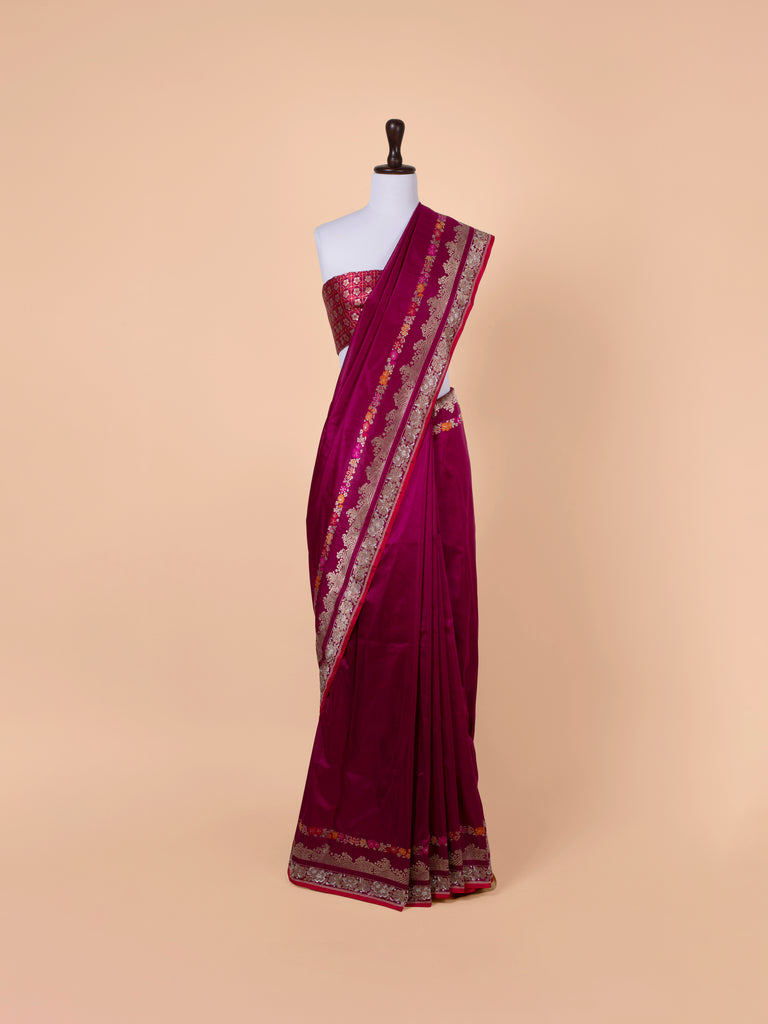 Handwoven Garnet Silk Saree