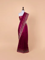Handwoven Garnet Silk Saree