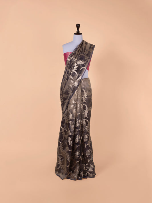 Handwoven Blue Organza Tissue Saree