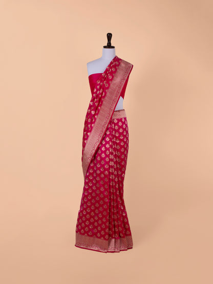 Handwoven Rani Pink Silk Saree