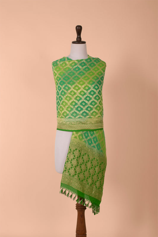 Handwoven Green Georgette Dupatta