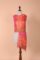 Handwoven Pink and Orange Organza Dupatta