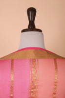 Handwoven Pink and Orange Organza Dupatta