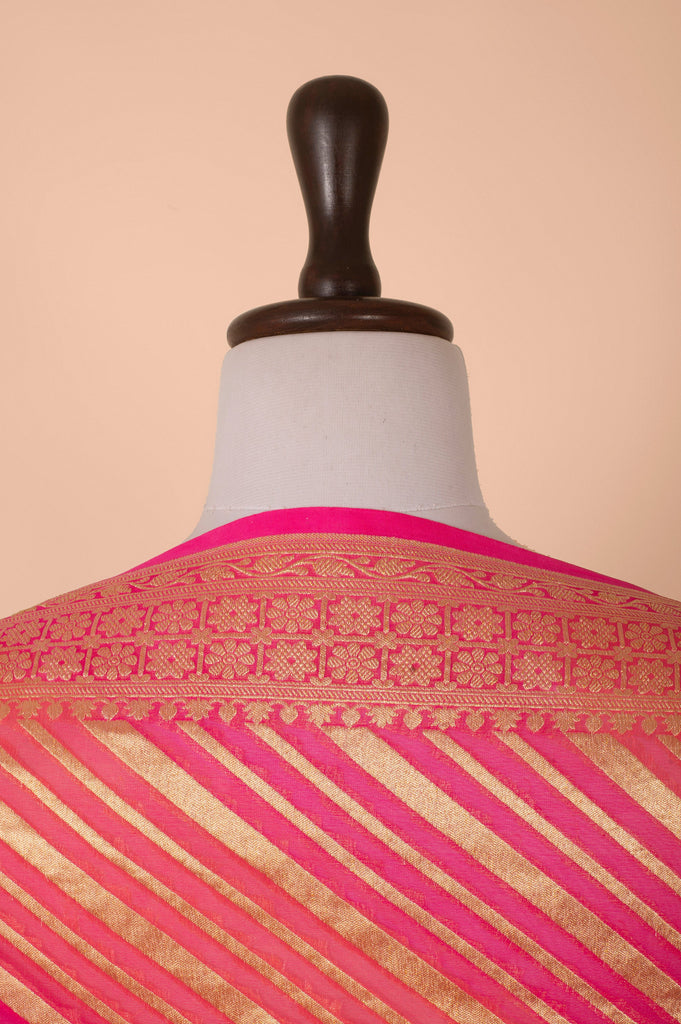 Handwoven Pink Georgette Dupatta
