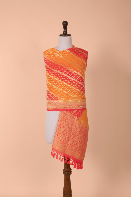 Handwoven Orange Georgette Dupatta