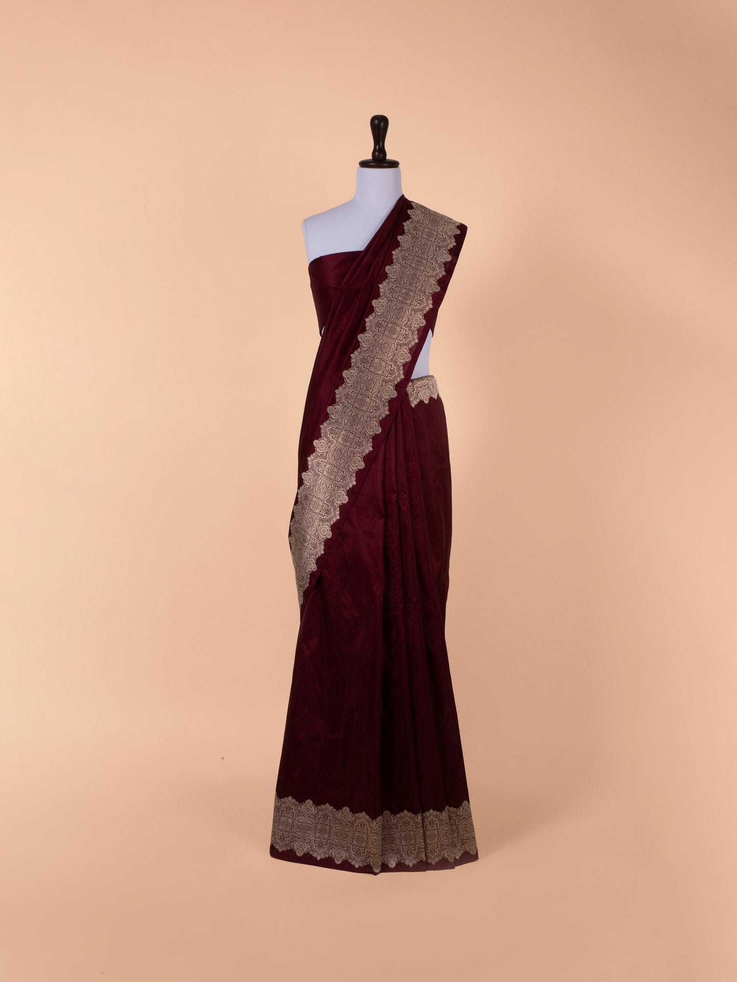 Handwoven Garnet Silk Saree