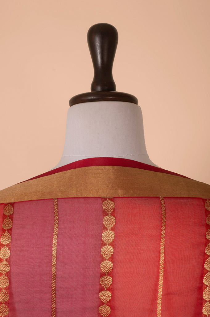 Handwoven Red Organza Dupatta