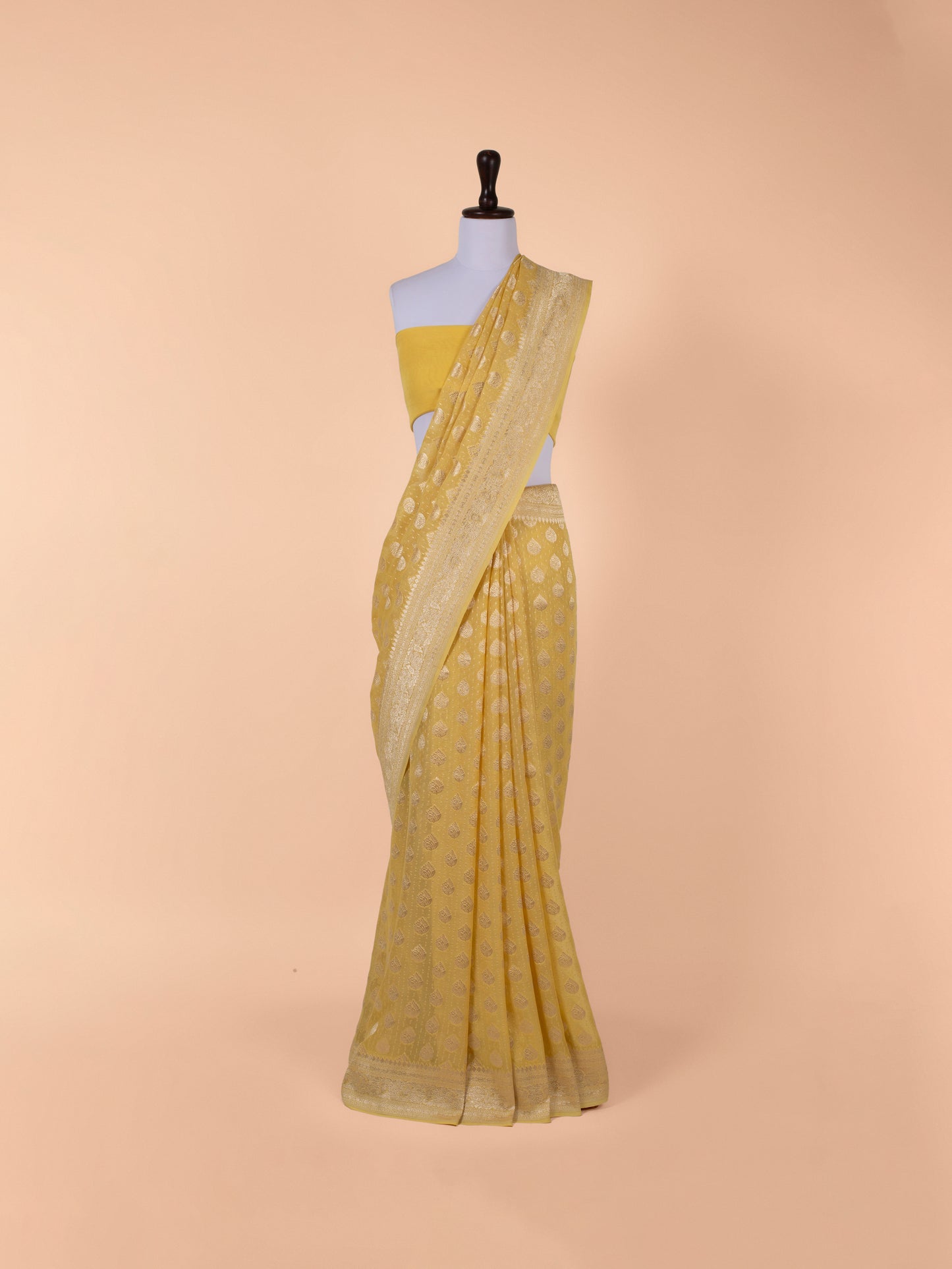 Handwoven Yellow Georgette Saree