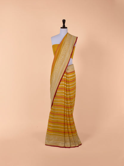 Handwoven Mustard Georgette Saree