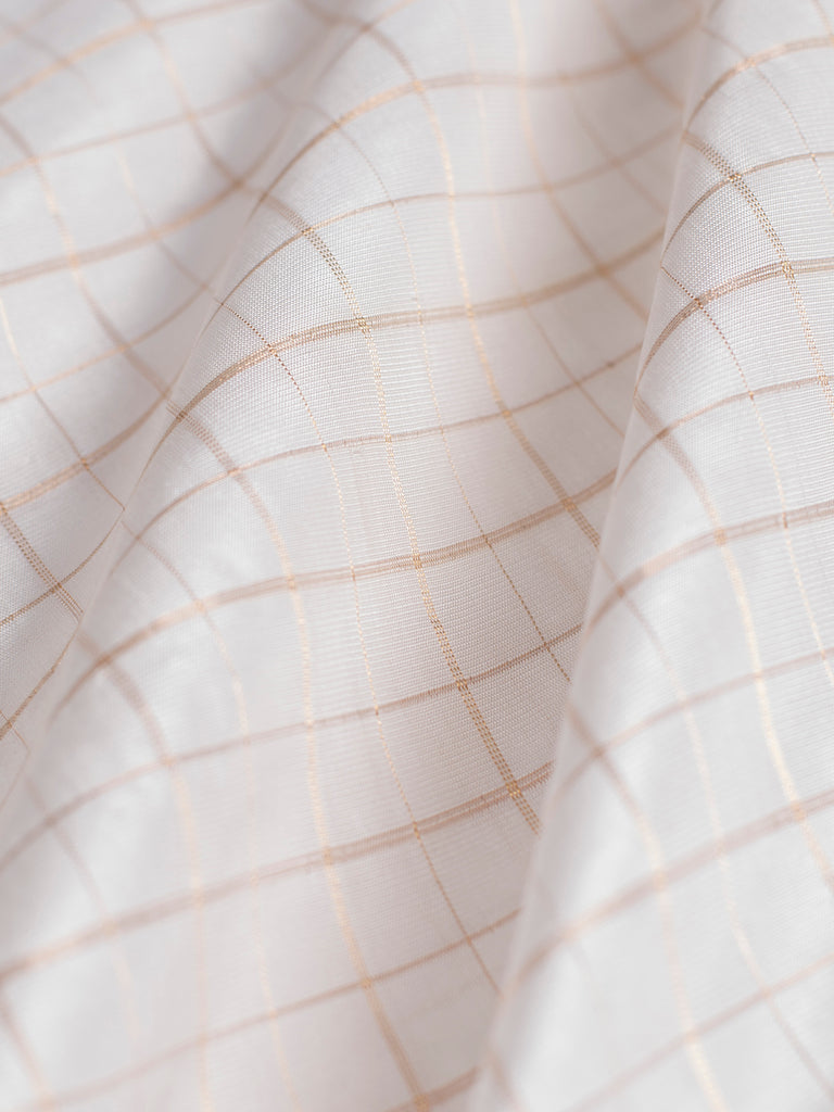 Handwoven Off White Silk Blouse Fabric