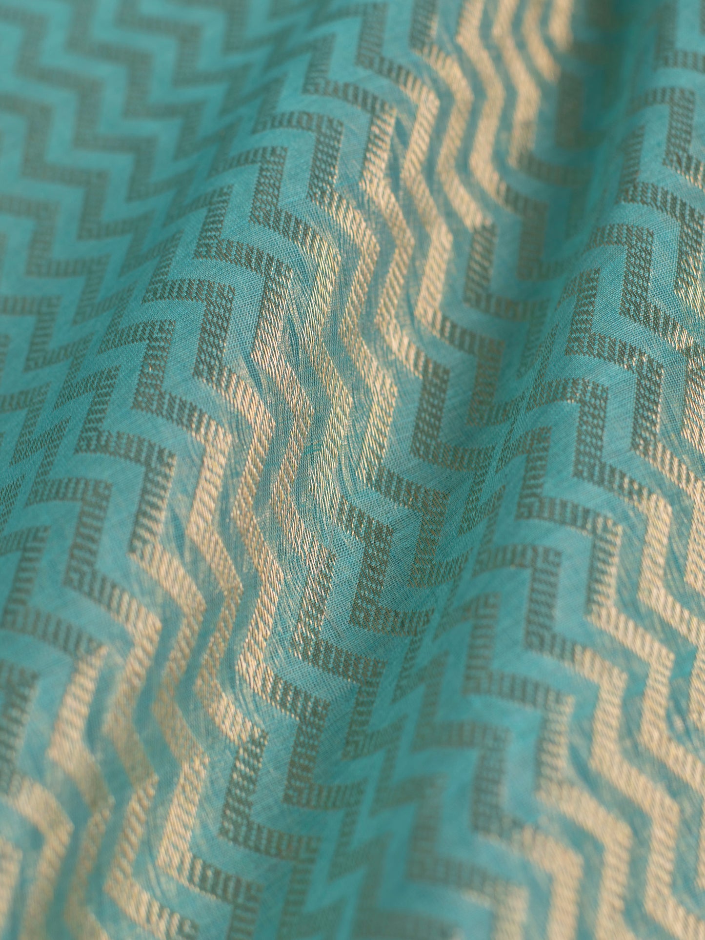 Handwoven Sea Green Organza Blouse Fabric