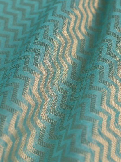 Handwoven Sea Green Organza Blouse Fabric