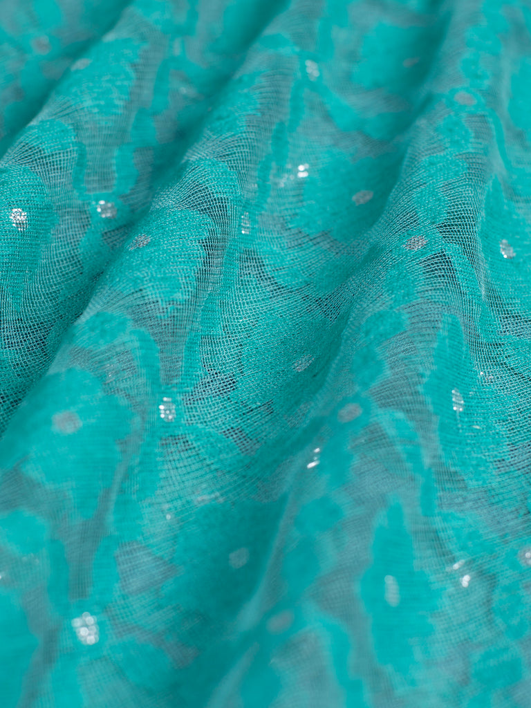 Handwoven Sea Green Banarasi Net Blouse Fabric