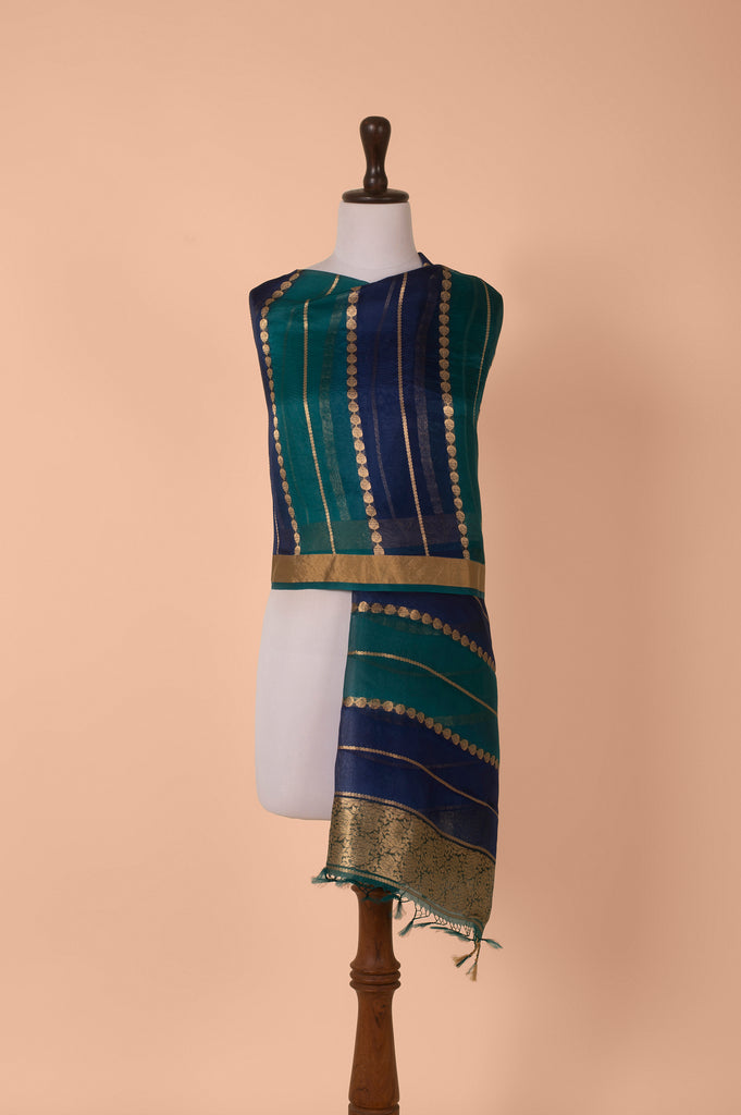 Handwoven Blue Organza Dupatta