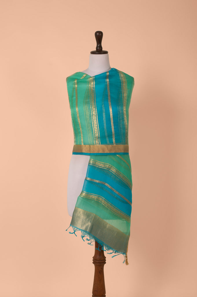 Handwoven Blue Organza Dupatta