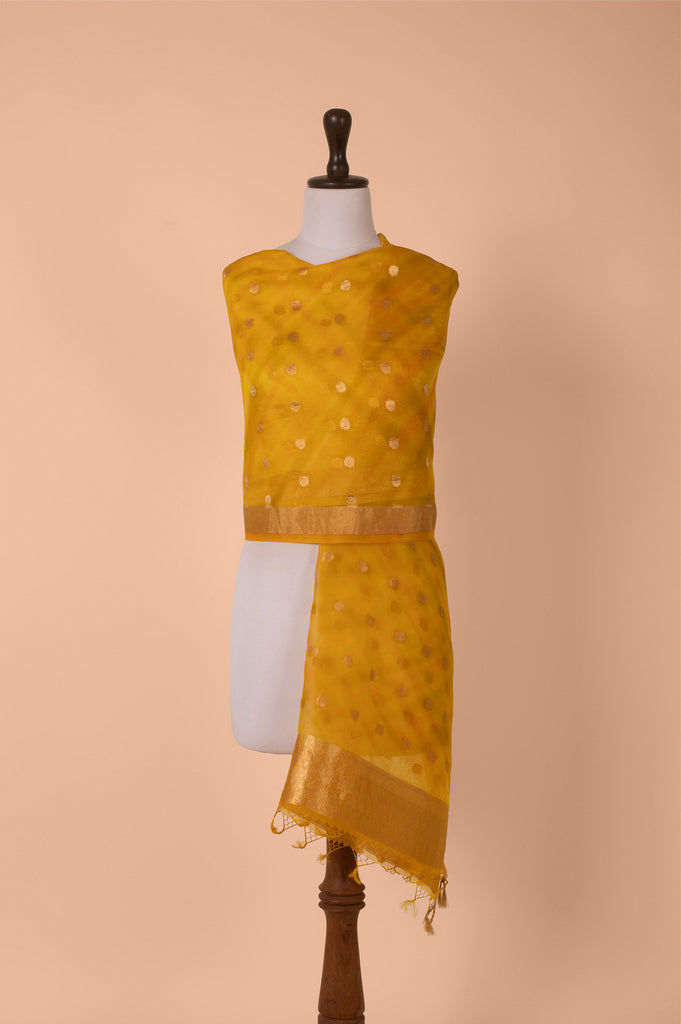 Handwoven Mustard Organza Dupatta