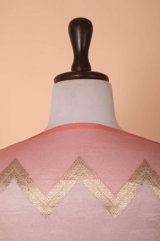 Handwoven Pink Organza Dupatta