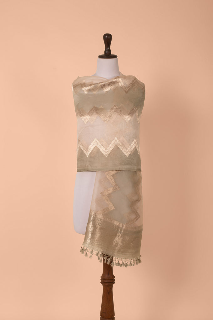 Handwoven Grey Organza Dupatta