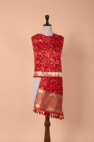 Handwoven Red Silk Dupatta