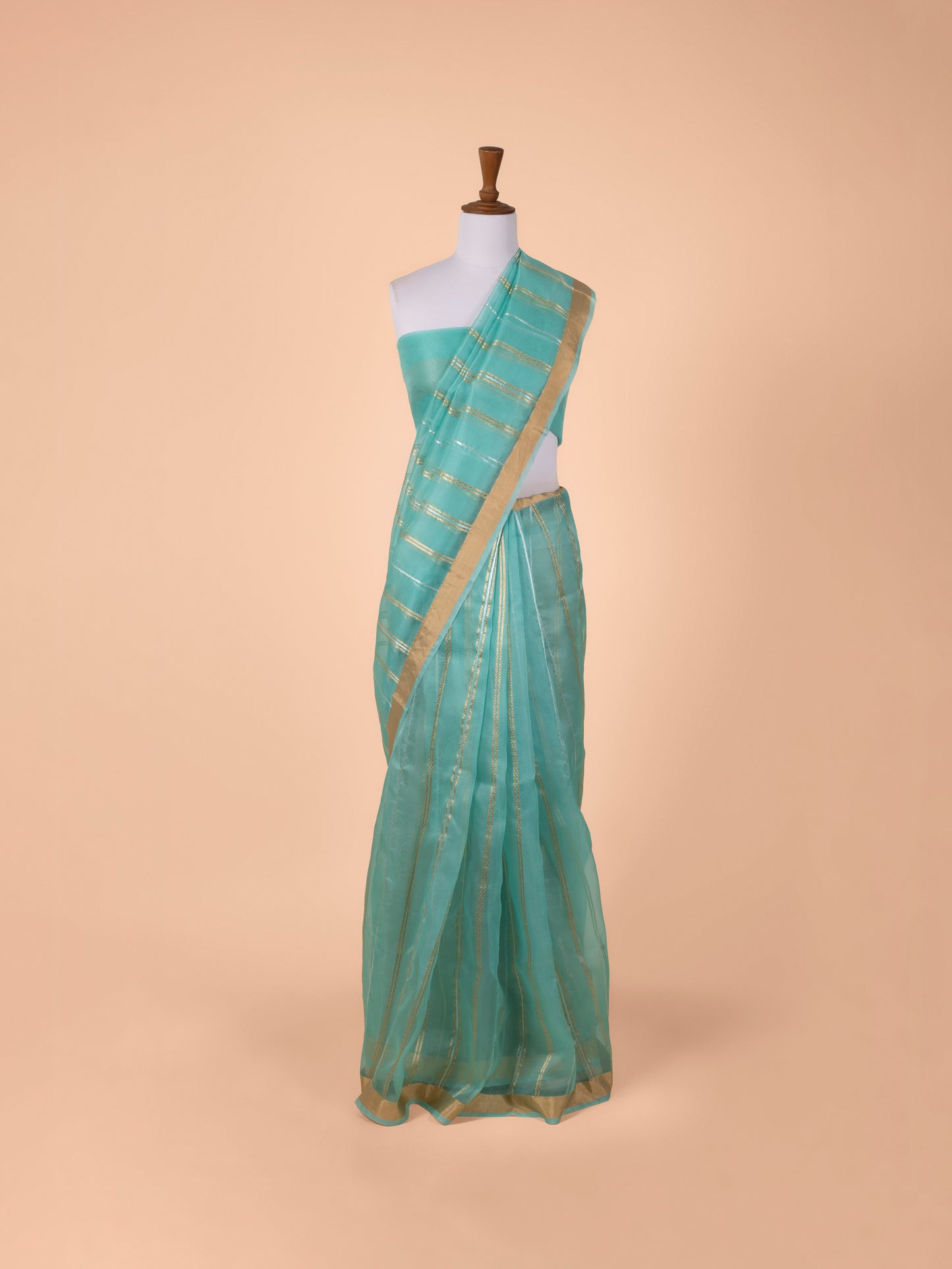 Handwoven Sea Green Organza Saree