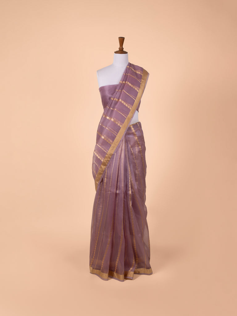 Handwoven Mauve Organza Saree