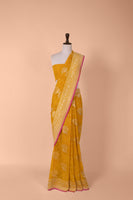 Handwoven Yellow Georgette Saree