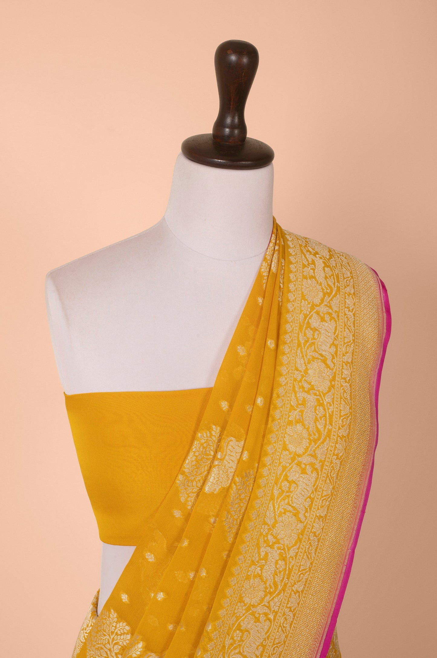 Handwoven Yellow Georgette Saree
