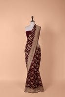 Handwoven Garnet Georgette Saree