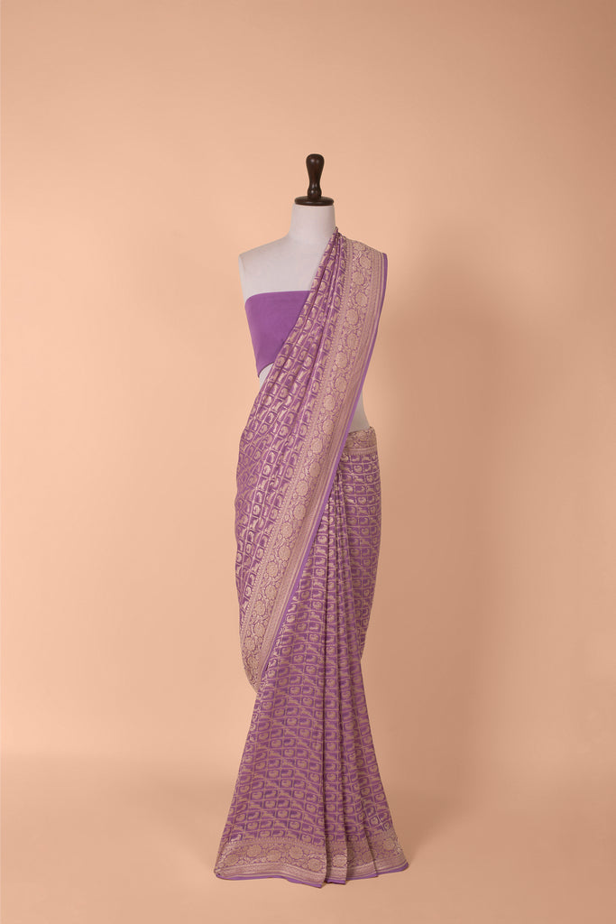 Handwoven Purple Georgette Saree