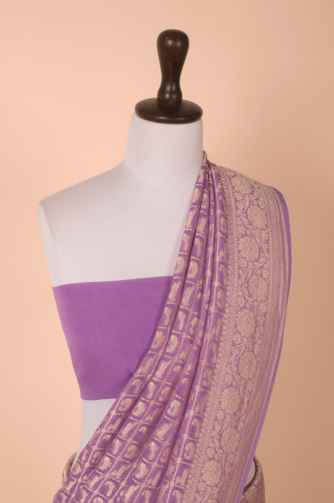 Handwoven Purple Georgette Saree