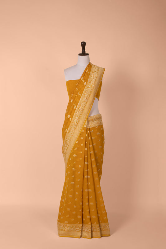 Handwoven Mustard Georgette Saree