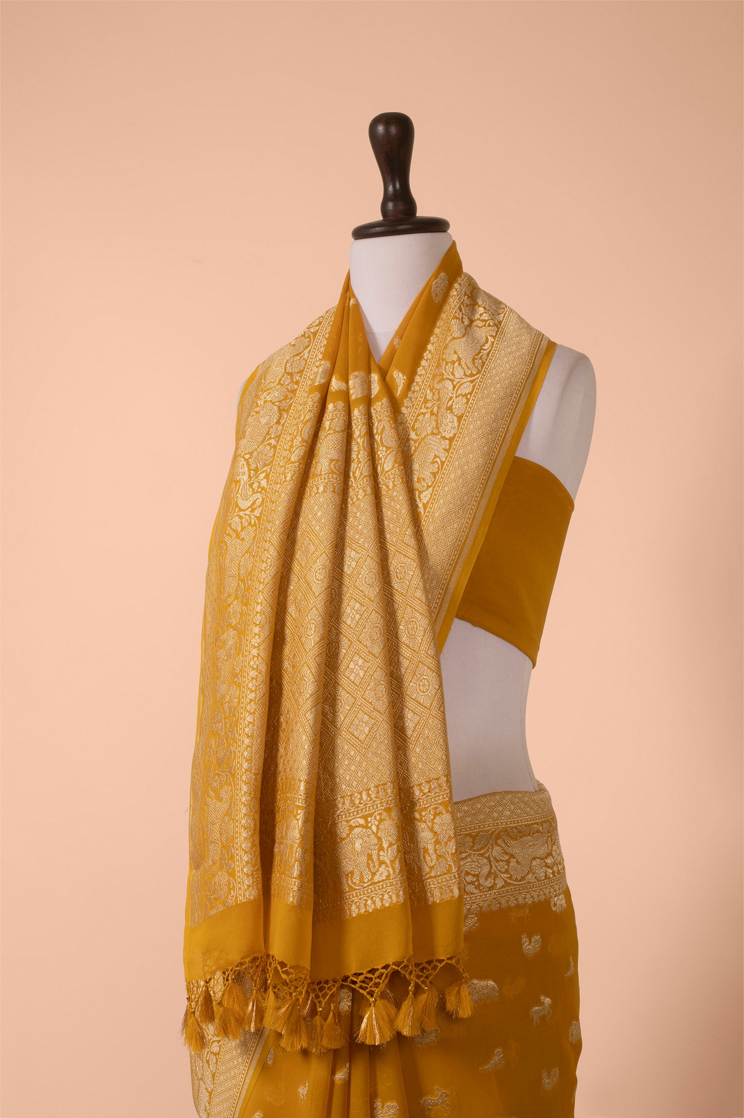 Handwoven Mustard Georgette Saree