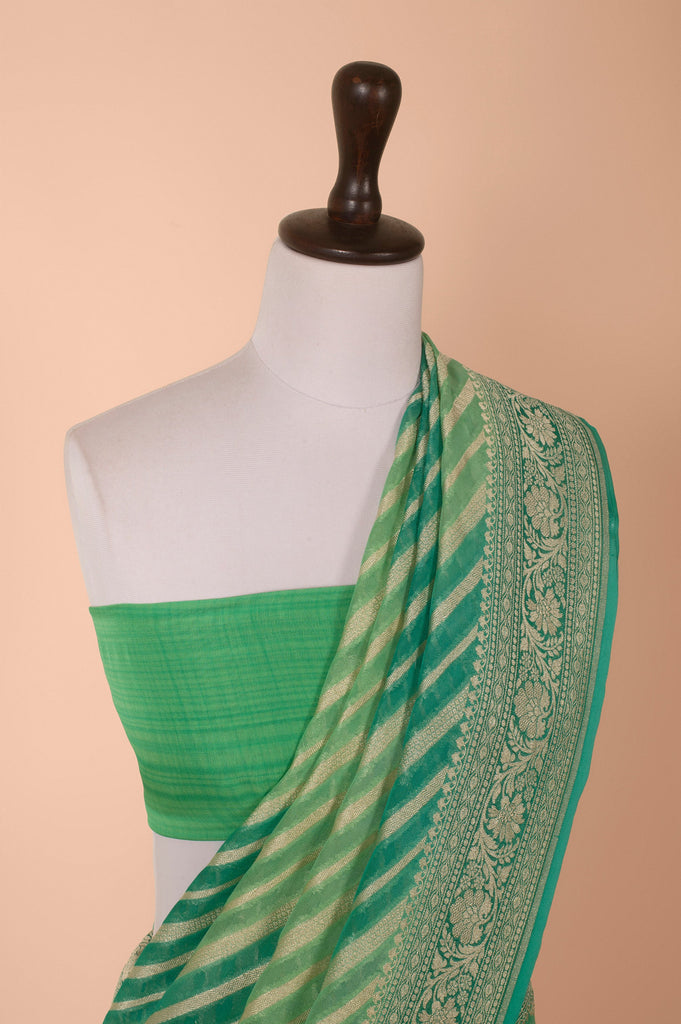 Handwoven Green Georgette Saree