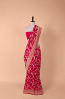 Handwoven Pink Georgette Saree