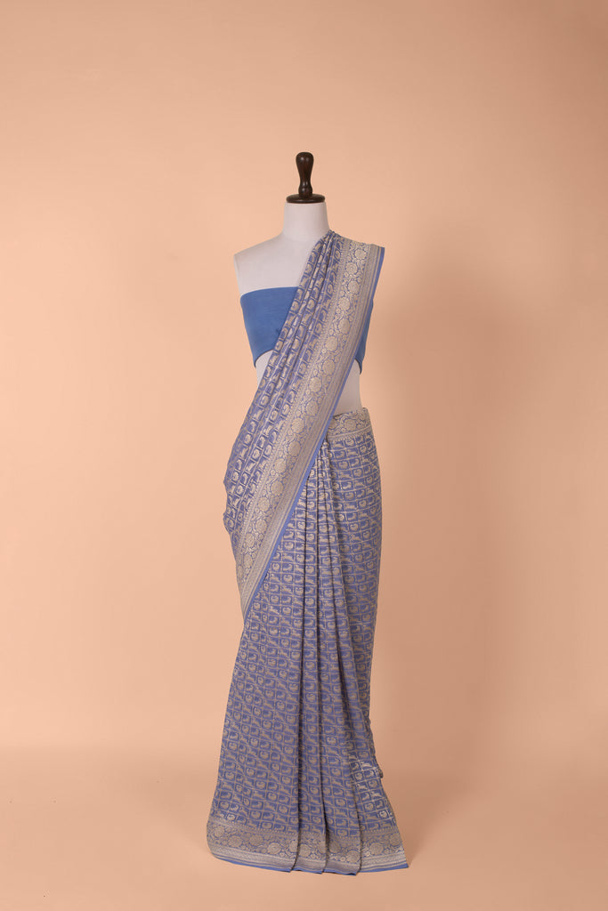 Handwoven Purple Georgette Saree