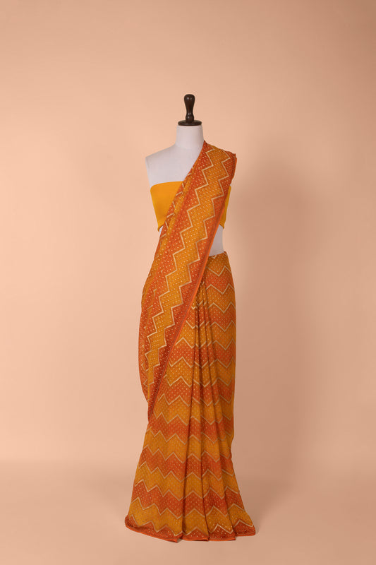 Handwoven Orange Georgette Saree