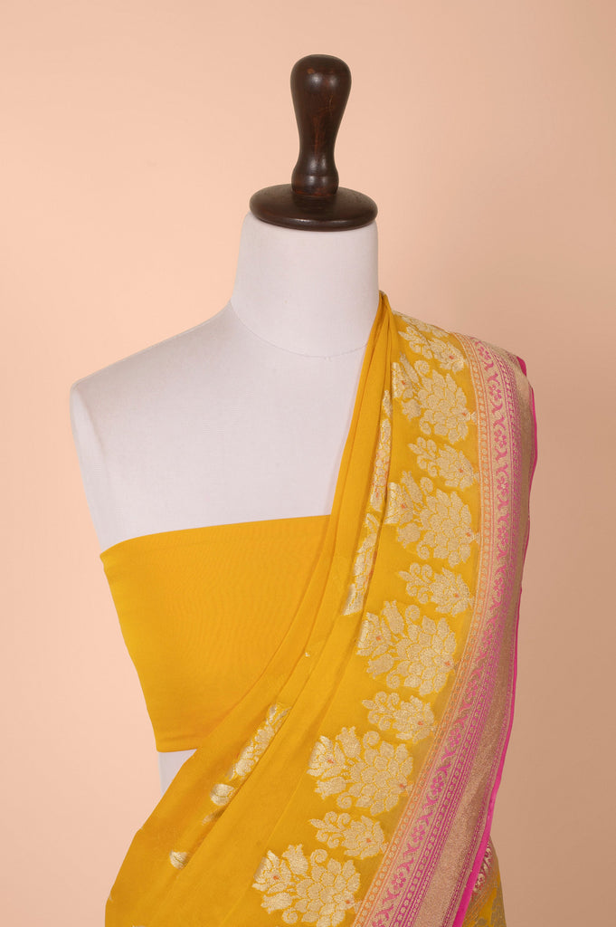 Handwoven Yellow Georgette Saree