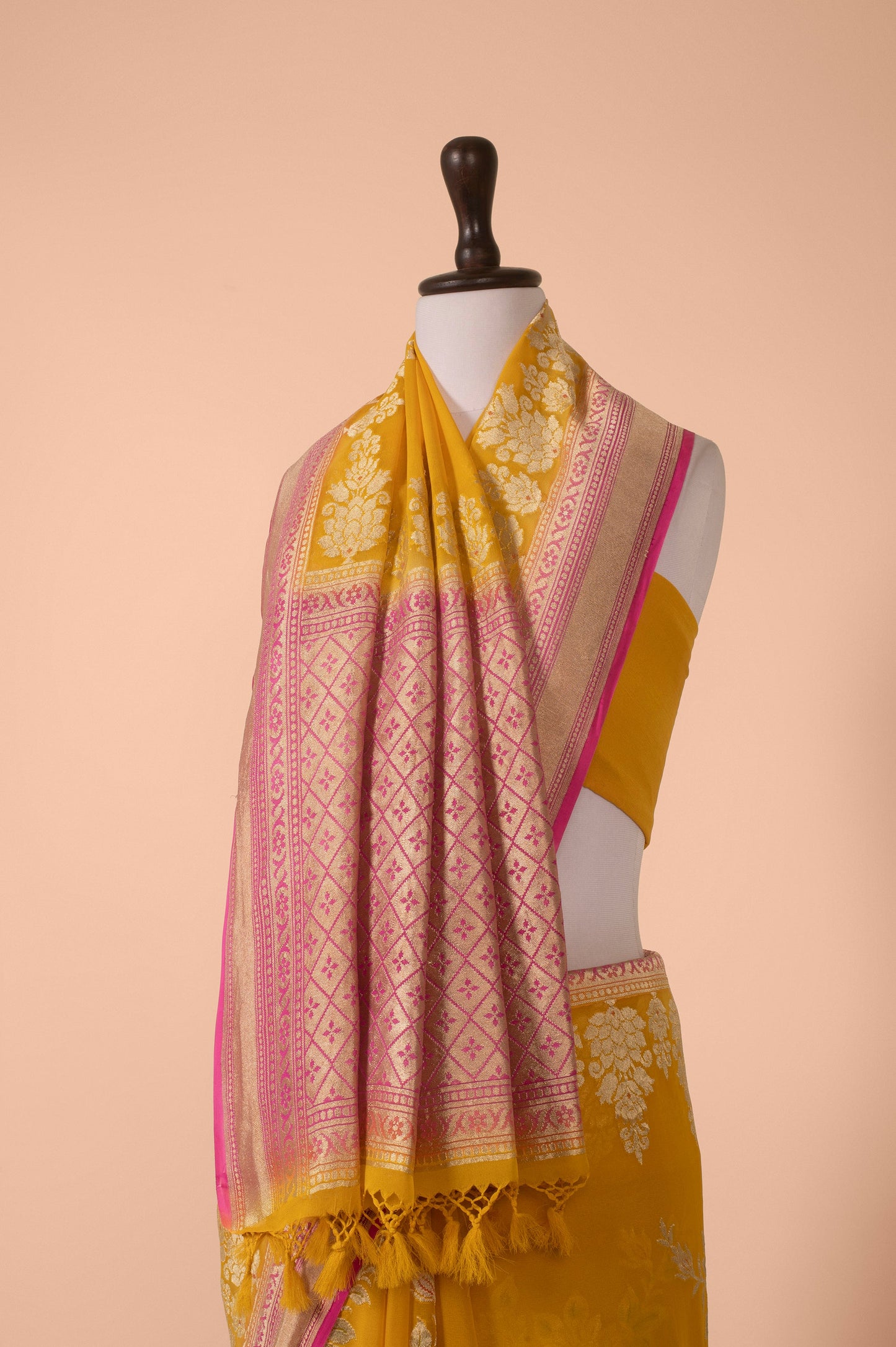 Handwoven Yellow Georgette Saree