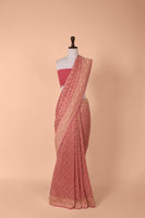 Handwoven Pink Georgette Saree