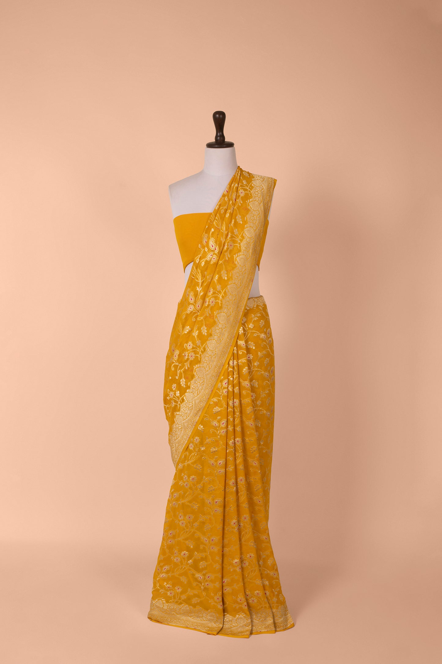 Handwoven Yellow Georgette Saree