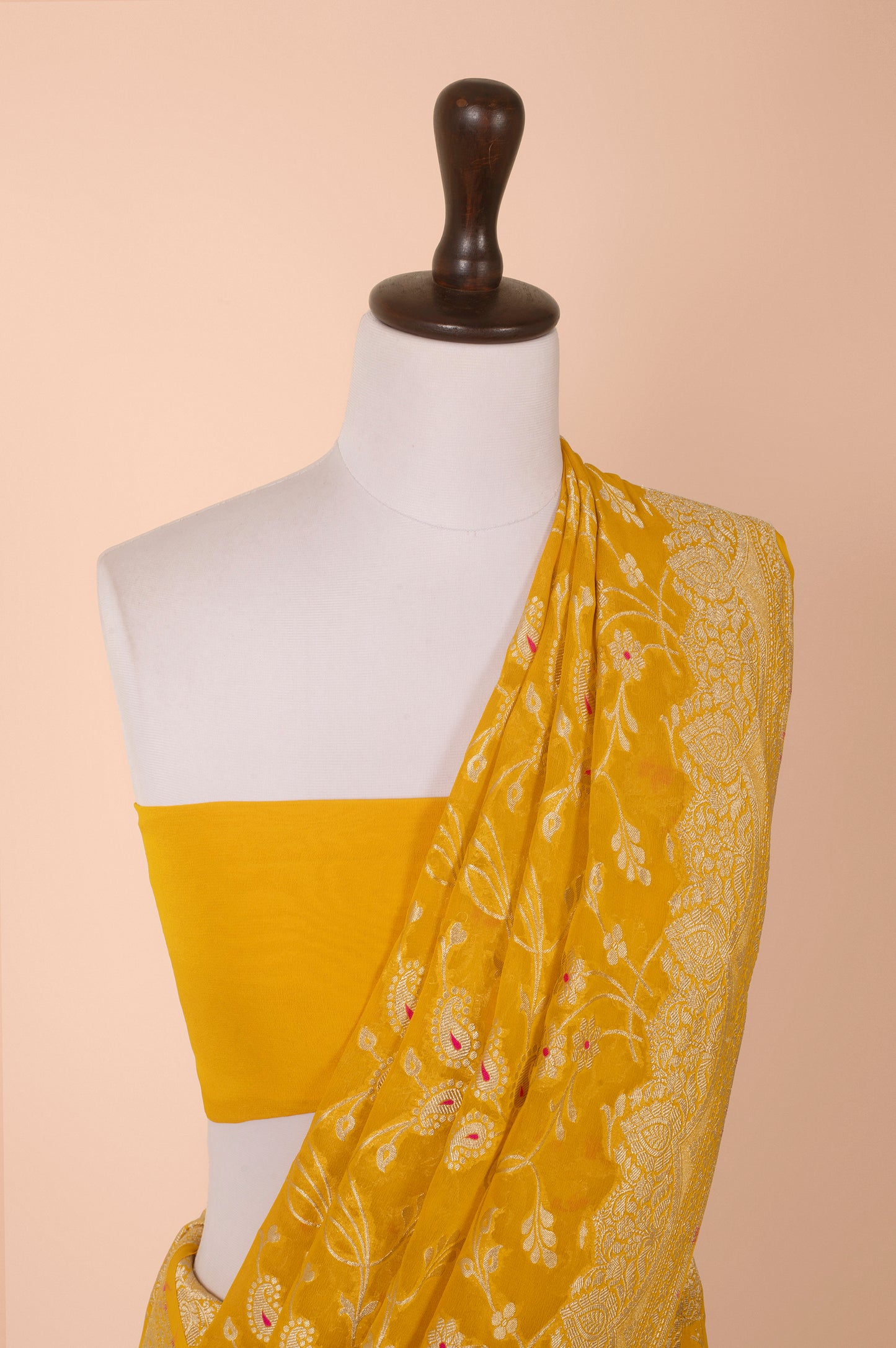 Handwoven Yellow Georgette Saree