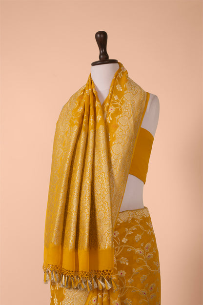 Handwoven Yellow Georgette Saree