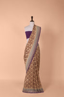 Handwoven Brown Georgette Saree