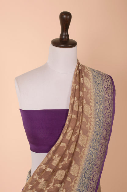 Handwoven Brown Georgette Saree