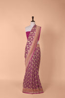Handwoven Purple Georgette Saree