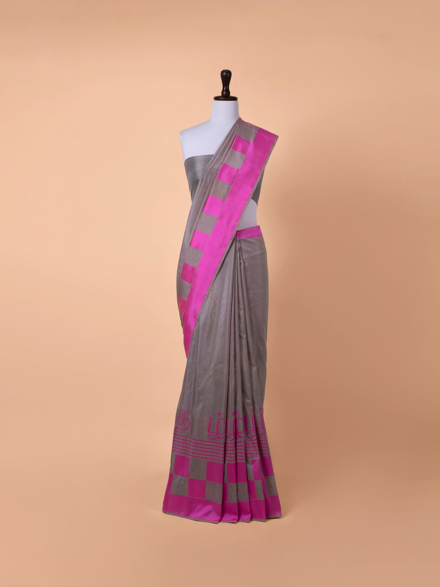 Handwoven Grey Silk Saree