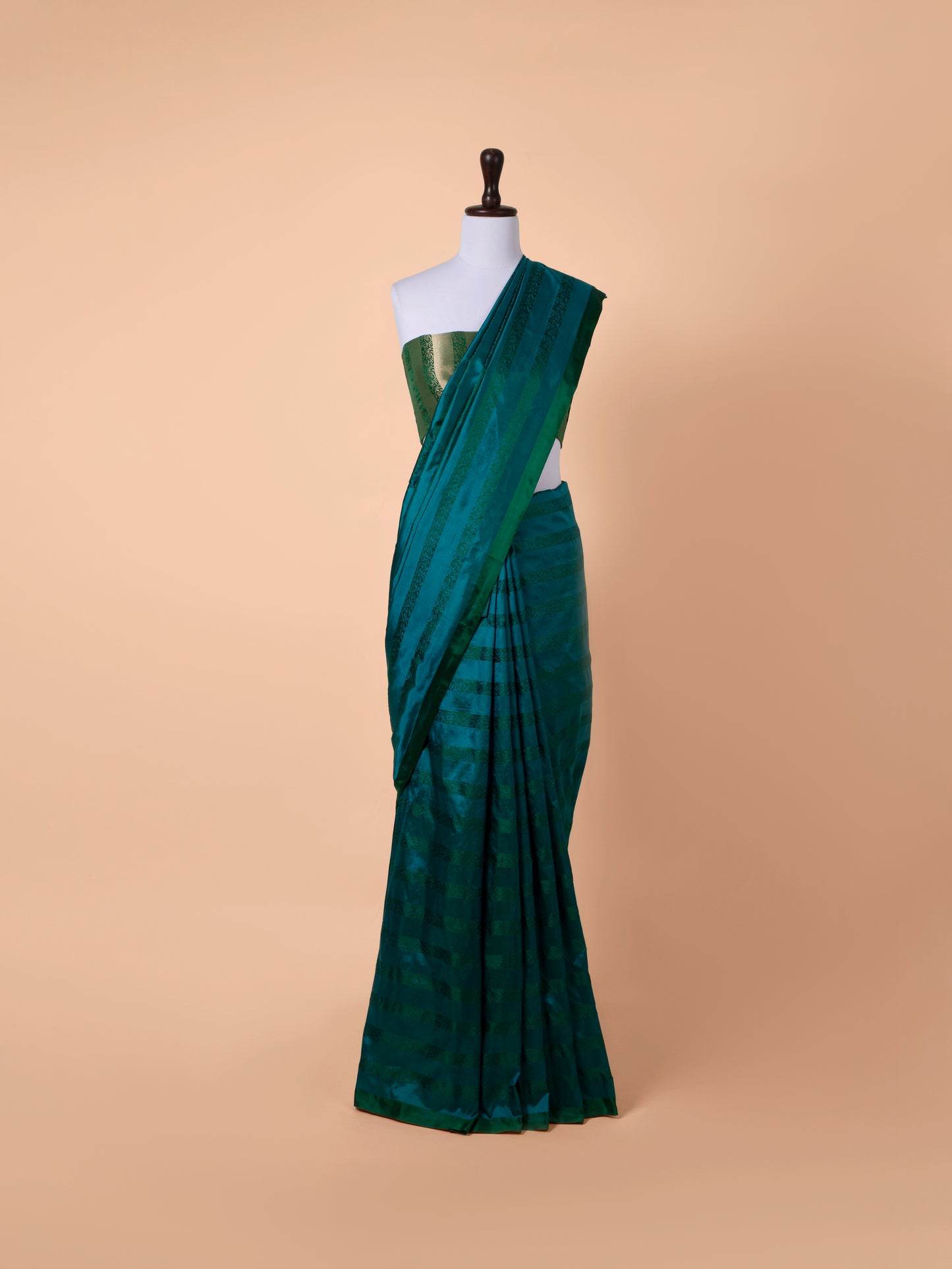 Handwoven Bottle Green Silk Saree