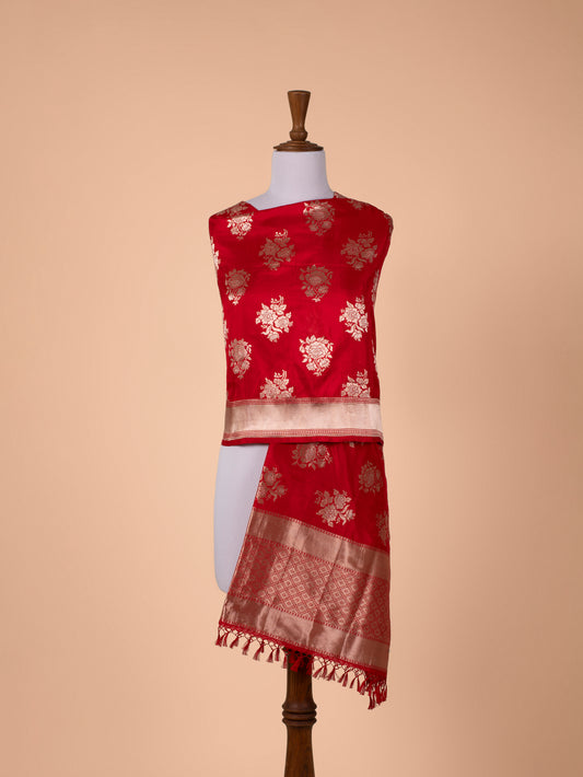 Handwoven Red Silk Dupatta